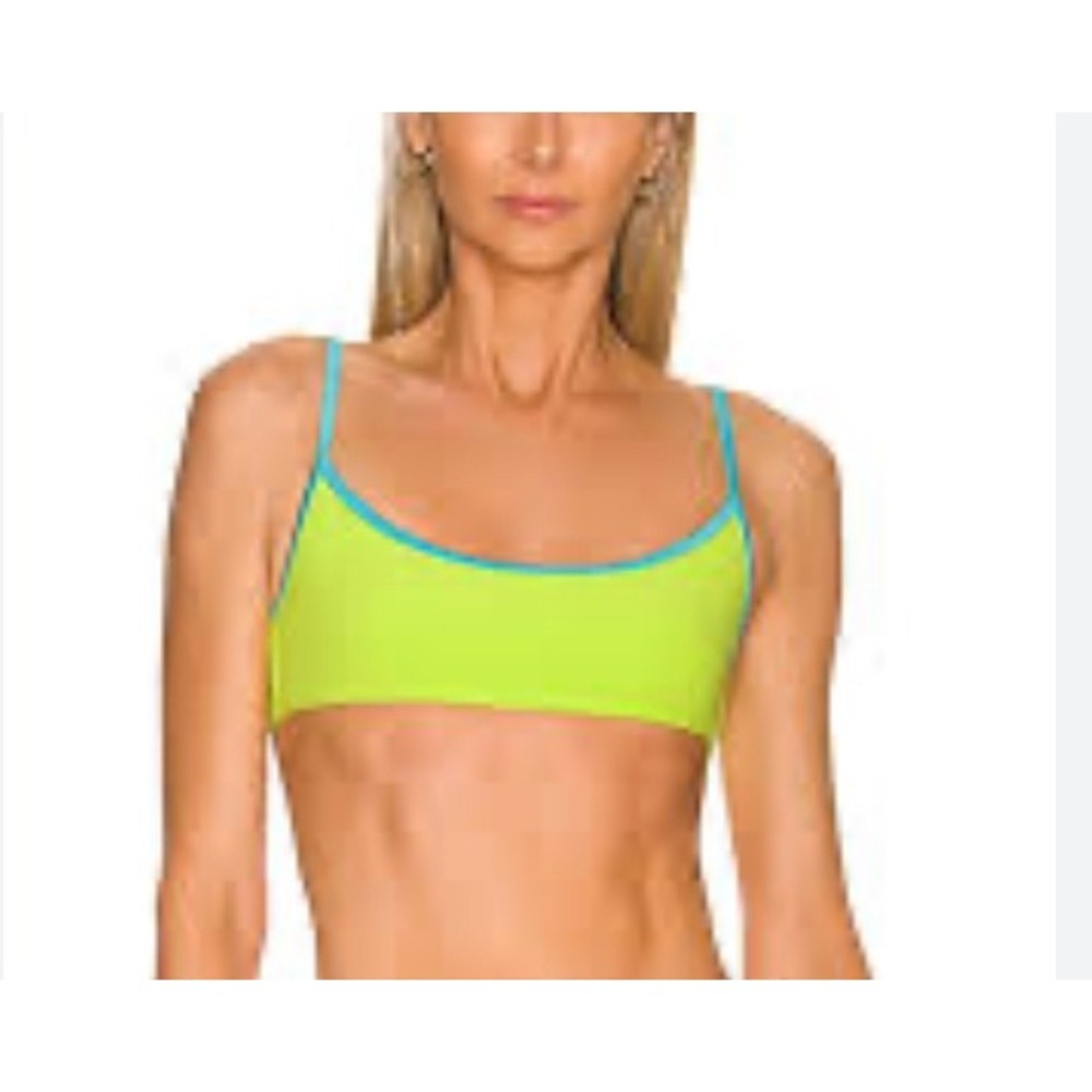 Frankies Bikinis Morgan Shorts & Terry Bikini Top Set Neon Yellow Green Blue XS - Picture 4 of 6